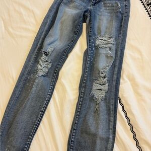 Judy Blue Light Blue Distressed Skinny Jeans
